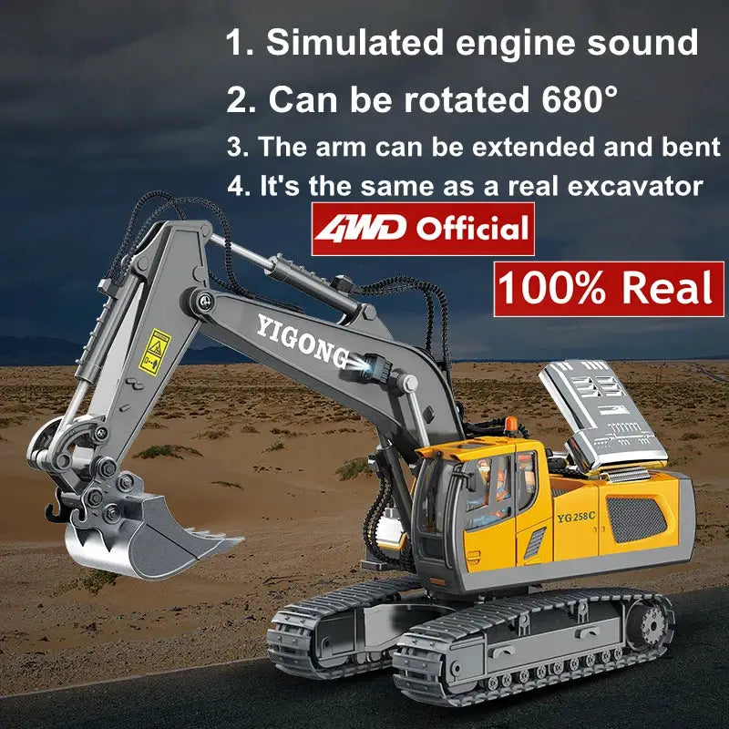 4WD Remote Control Excavator And Bulldozer Set 4x4 Alloy Dump Truck RC Car Construction Vehicle Toy For Kids