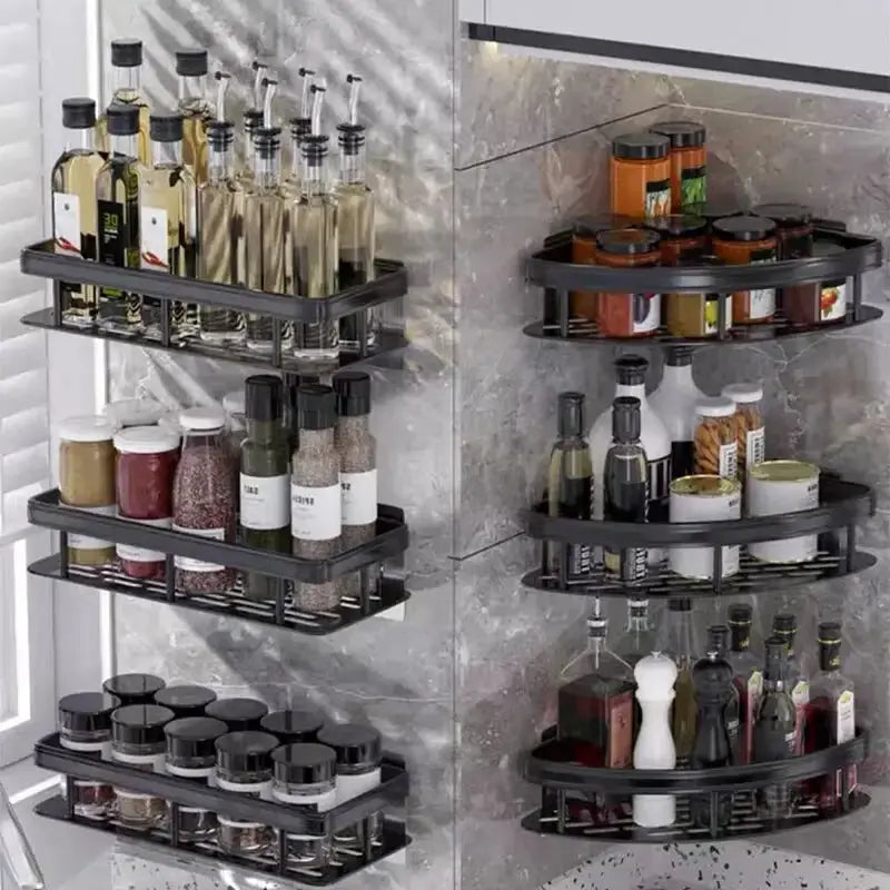 HomeZen No Drill Corner Shelf Bathroom Storage Rack Wall Mount Shower Organizer Aluminum Construction