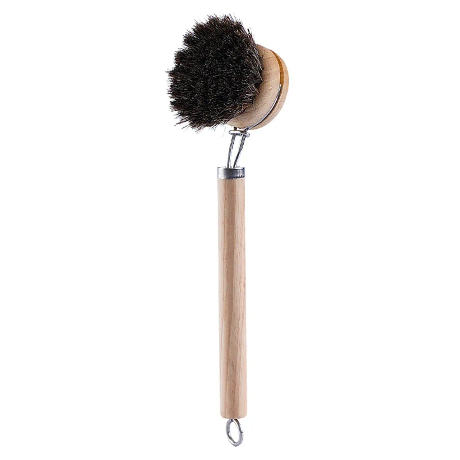 Replaceable dish brush with wooden handle and black bristles, Simples Market