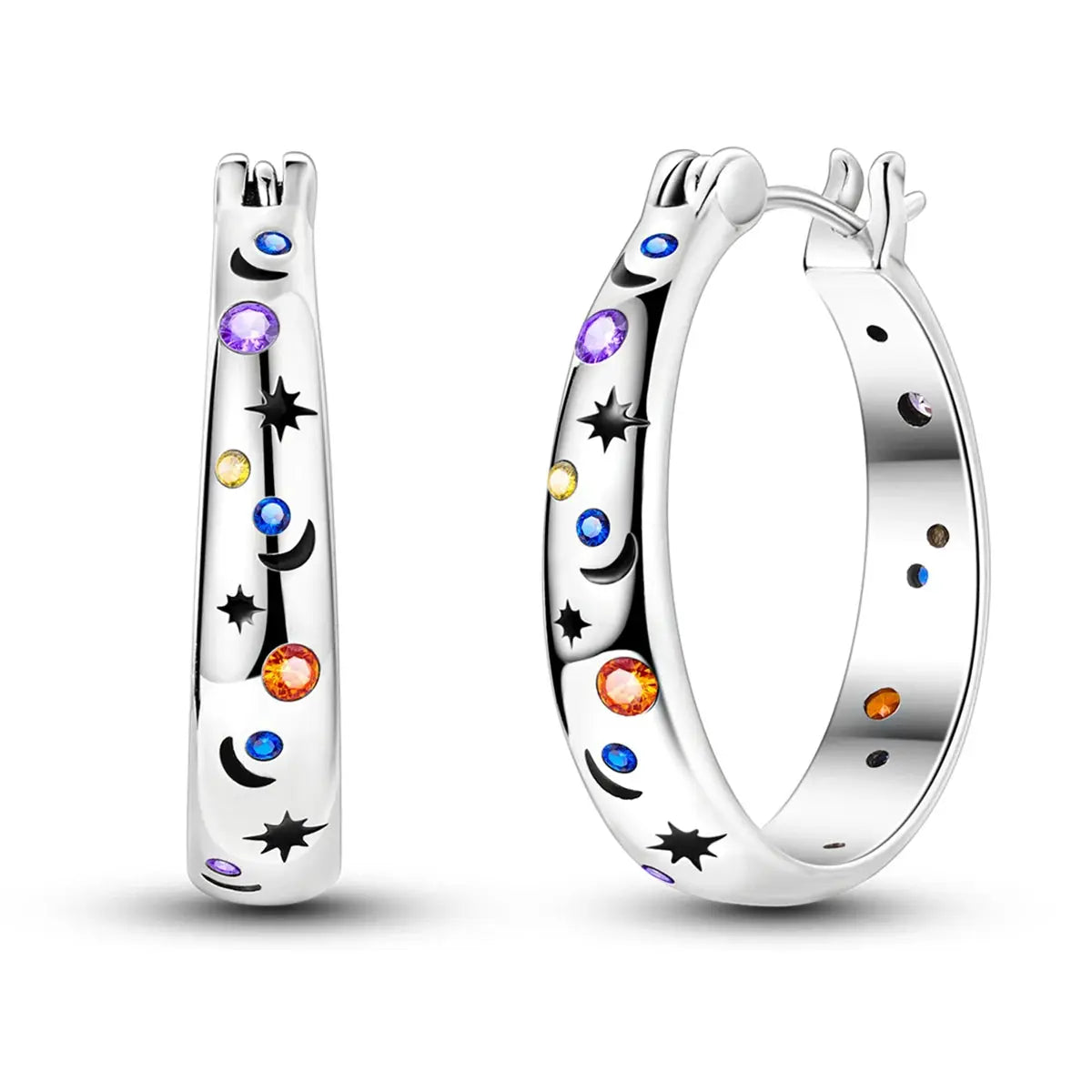 Pandach 925 Sterling Silver Hoop Earrings Zircon Starry Sky For Women Fine Jewelry Engagement Wedding Gift