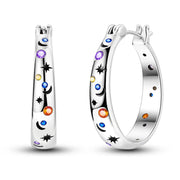 Pandach 925 Sterling Silver Hoop Earrings Zircon Starry Sky For Women Fine Jewelry Engagement Wedding Gift