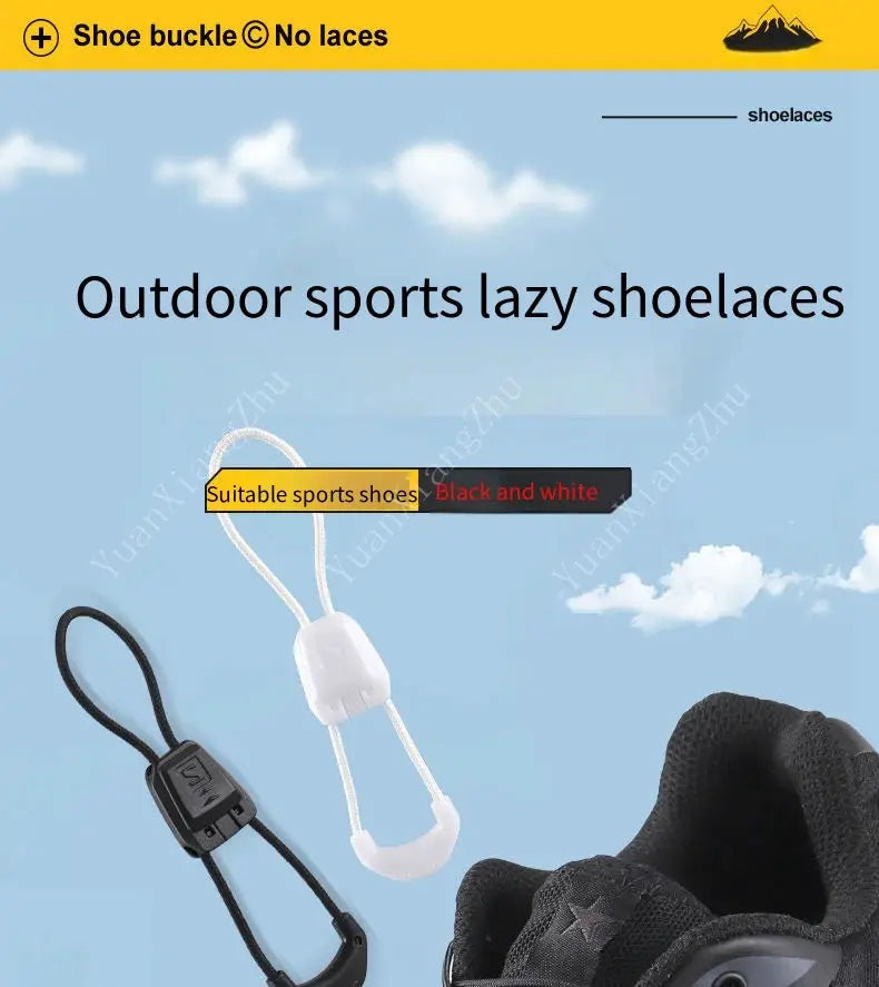 Simples Market outdoor no-tie shoelaces for shoes, black and white with locking toggles