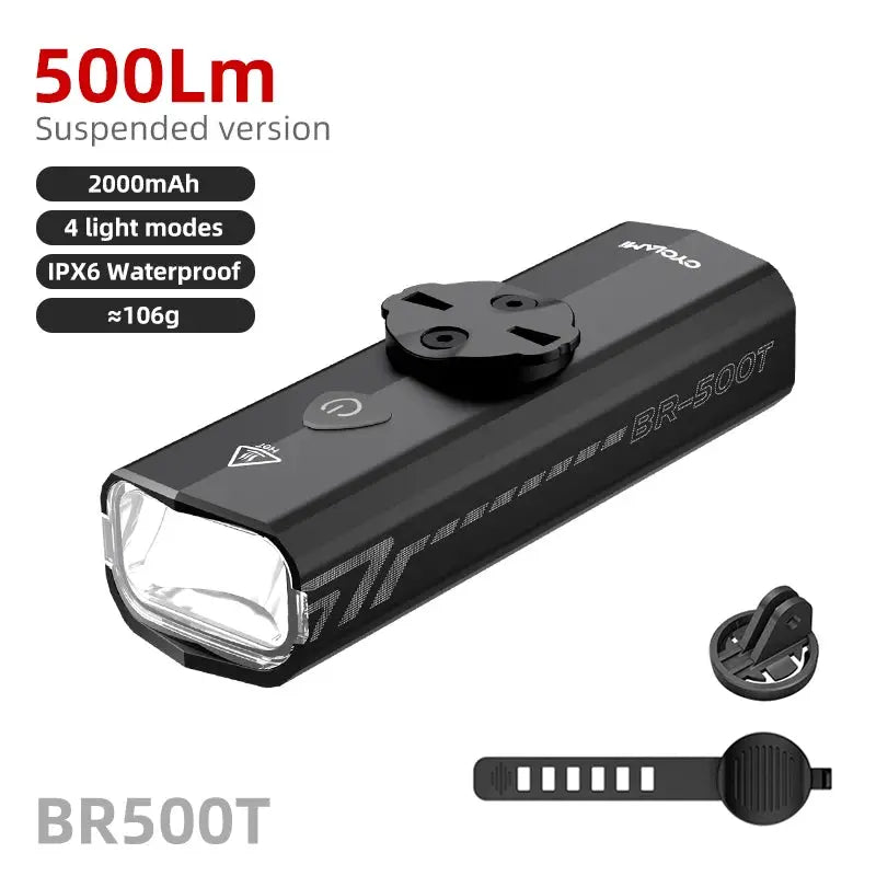 Cyclami Bicycle Front Light 500 Lumen Rechargeable 2000mAh Waterproof Headlamp Type C Compatible Mtb Road Cycling Lamp