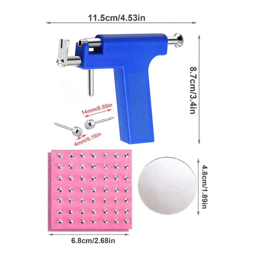 Professional Ear Piercing Gun Kit With 98 Stainless Steel Stud Earrings For Home And Salon Use