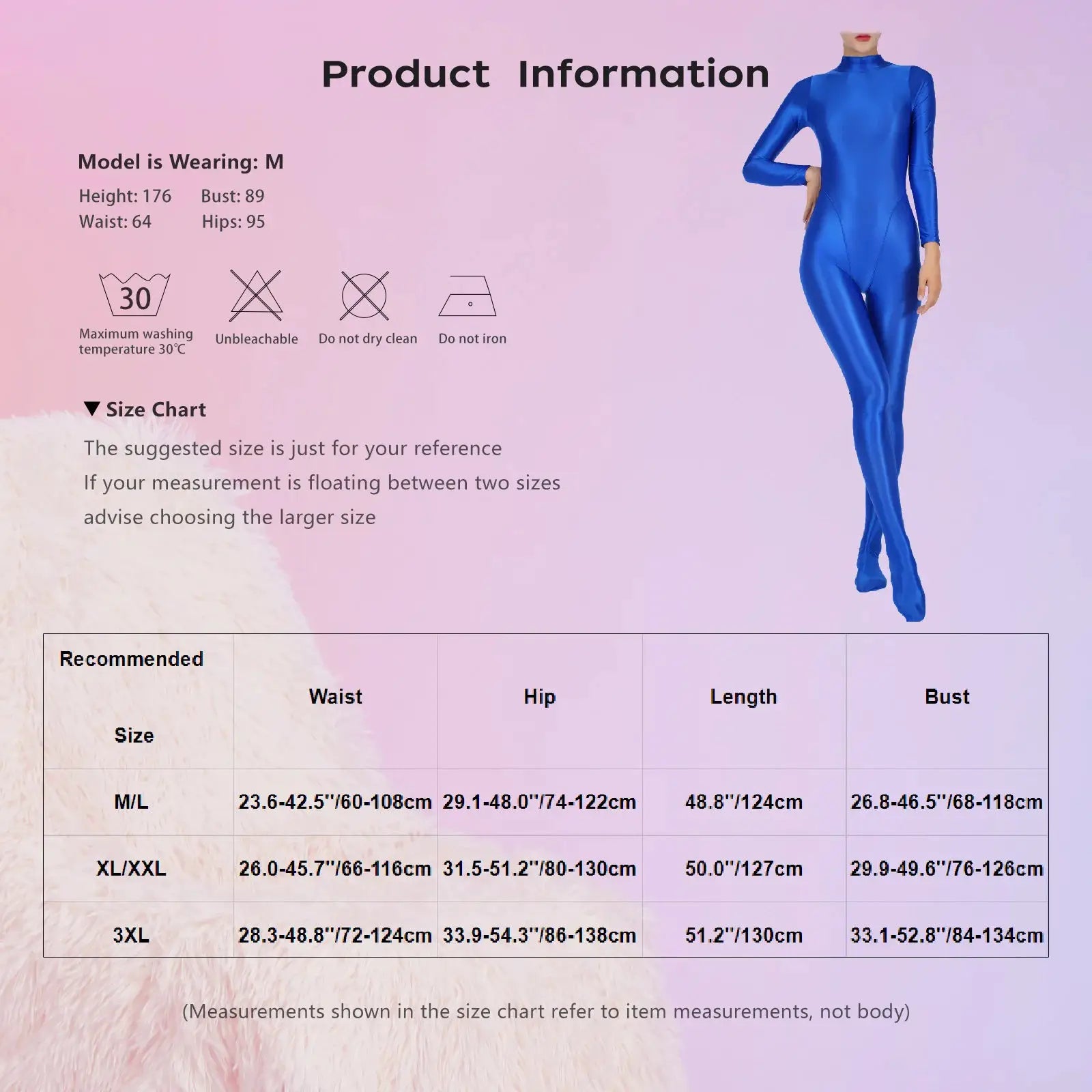 Women’s blue full-body jumpsuit bodysuit with long sleeves and footed design for gym and yoga