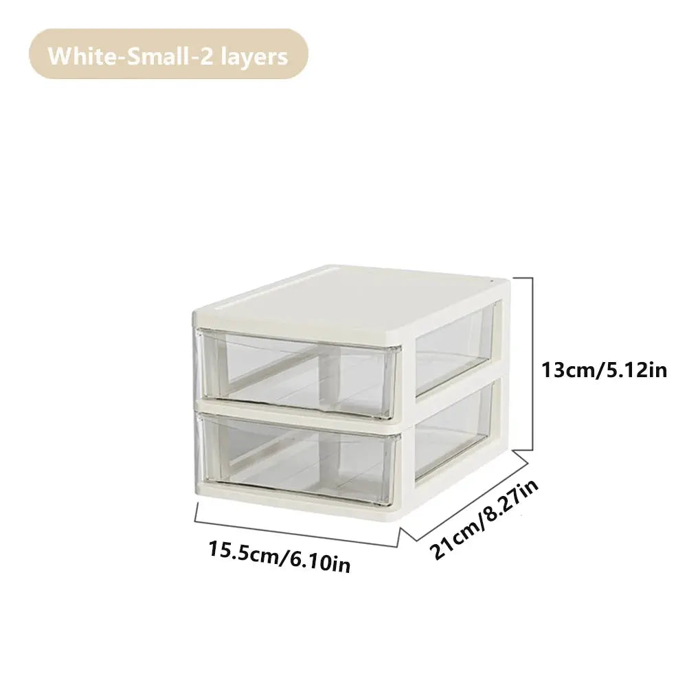 Clear Desktop Storage Box With Drawer Heightened Table Organizer Plastic Office Cabinet For Stationery Cosmetics