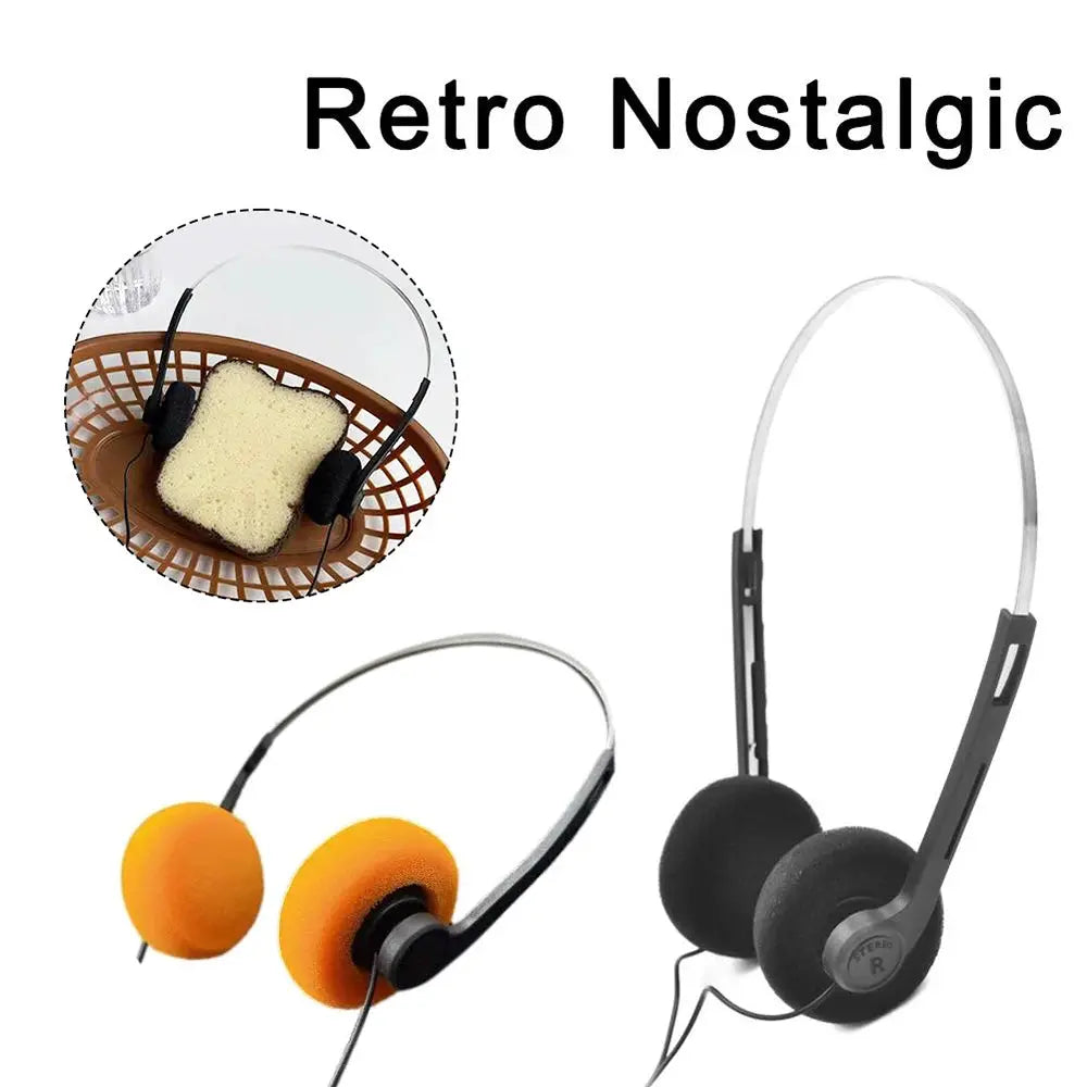 On-ear wired stereo headphones with adjustable headband in black, orange, and gray; 3.5mm plug