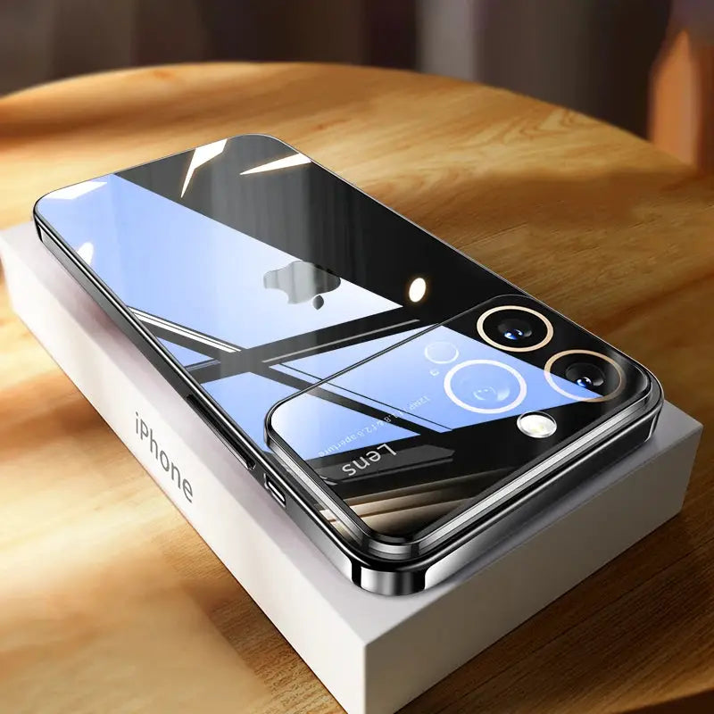 LuxGuard Luxury Plating Clear Hard PC Case For iPhone 11 To 17 Pro Max With Glass Lens Protection Transparent Bumper