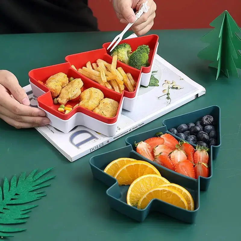 Christmas Tree Shaped Serving Dish Plastic Tableware For Candy Nuts