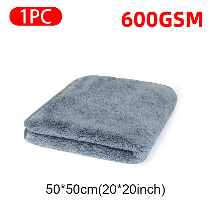 SEAMETAL microfiber car towel, gray plush cleaning cloth, 1 pc, 600GSM