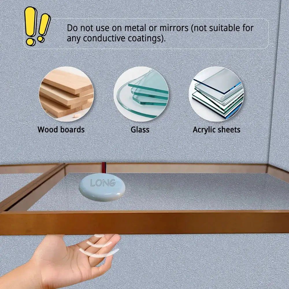 Touch-dimming wooden panel switch for cabinet LED lights with hidden sensor and hand-wave activation