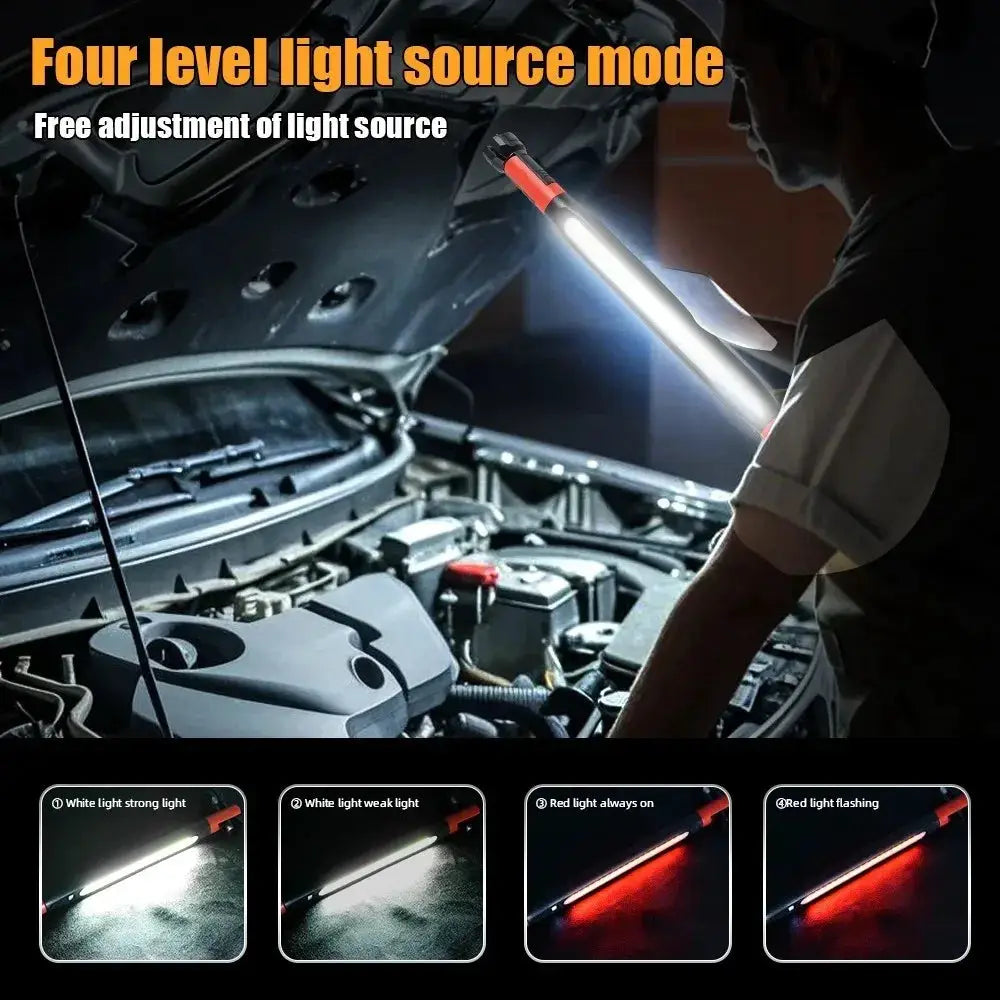 Super Bright Magnetic Work Light With 5200mAh Rechargeable Battery For Underhood Car Repair And Outdoor Lighting
