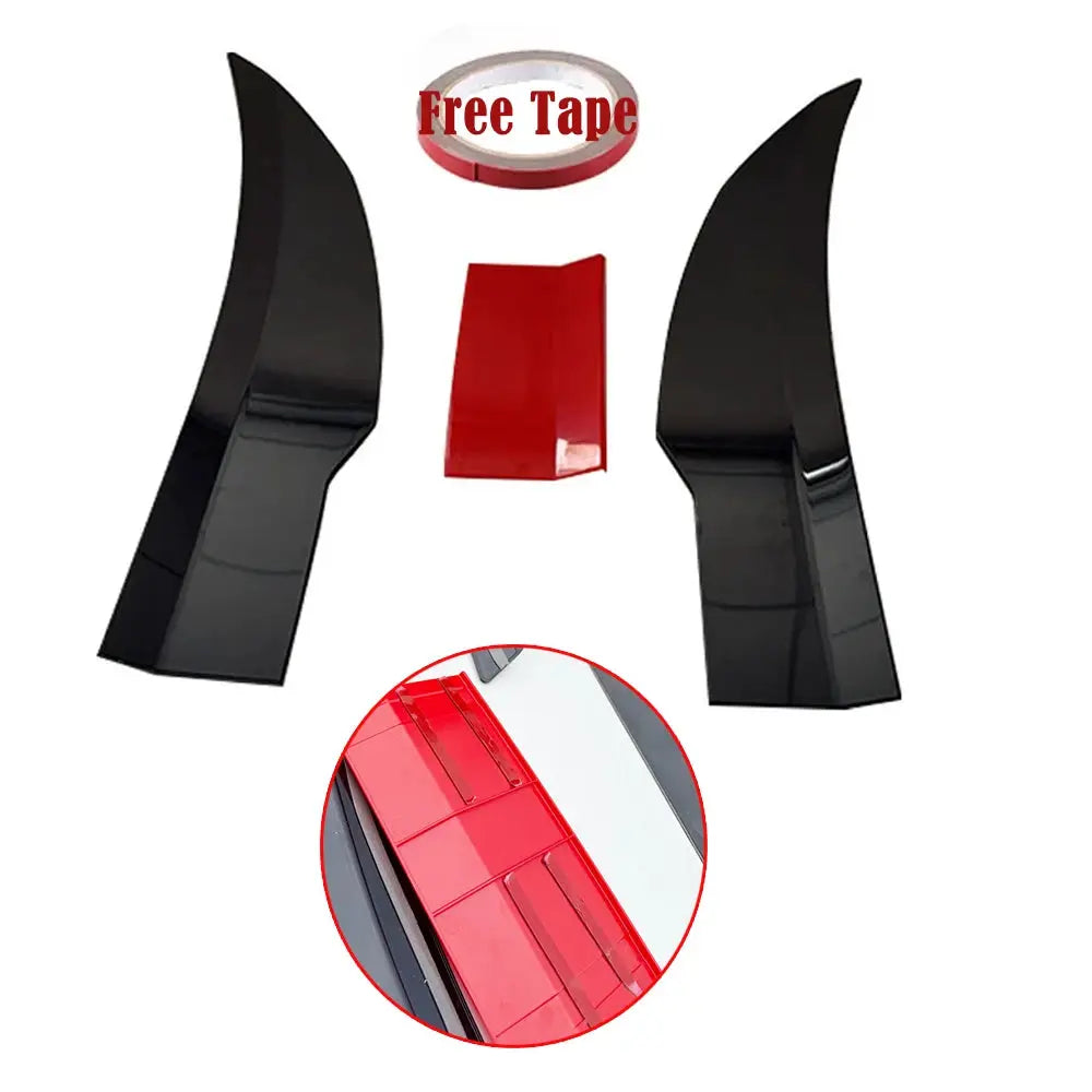 Simples Market 3-piece universal sedan rear spoiler wing kit, black fins with red center piece, 117–127cm adjustable