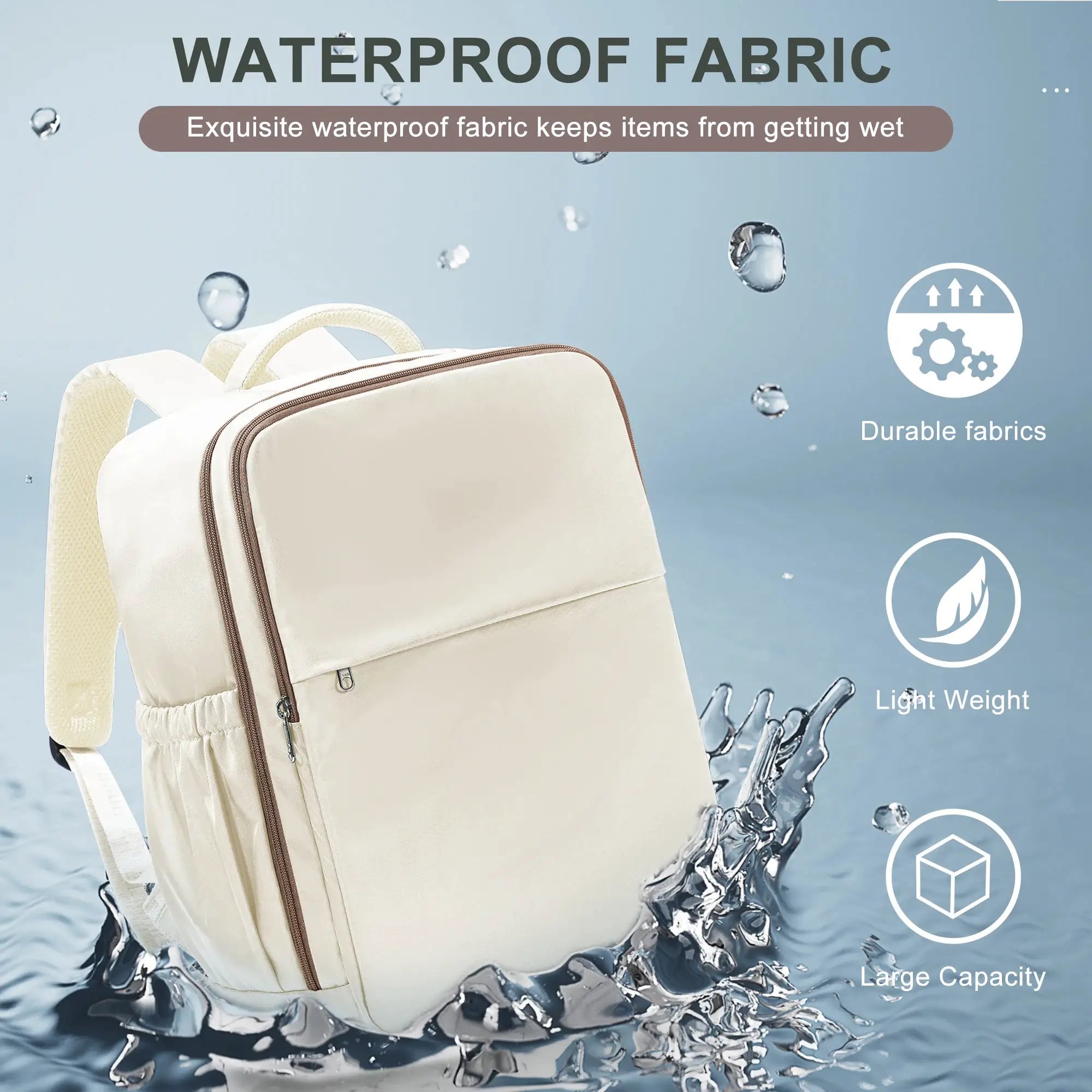 Simples Market cabin travel backpack 40x30x20 carry-on beige with 15.6-inch laptop compartment