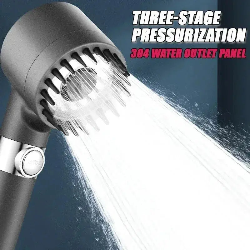 3-mode adjustable high-pressurized filter shower head with massage brush, Simples Market
