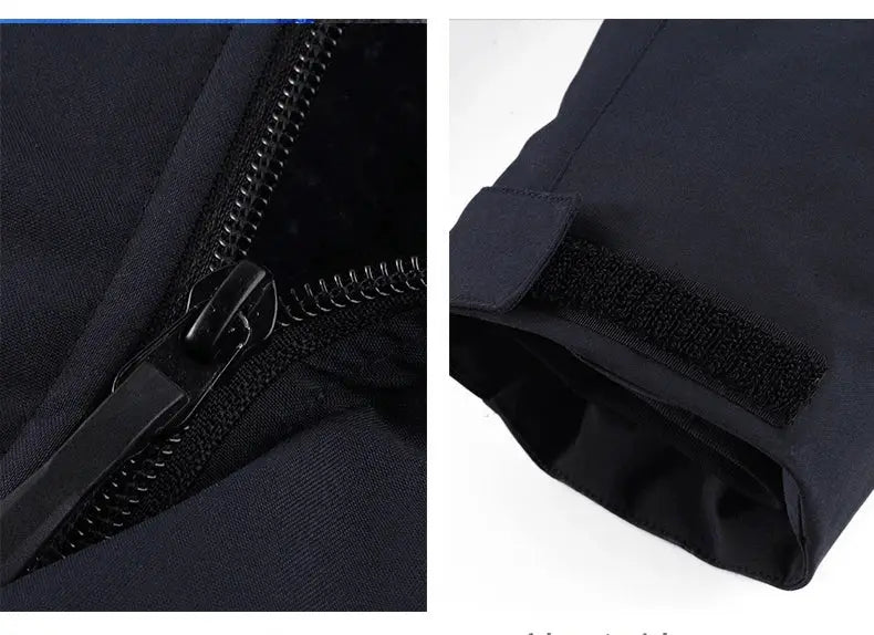 Winter men's navy waterproof jacket by Simples Market with heavy zipper and Velcro cuff