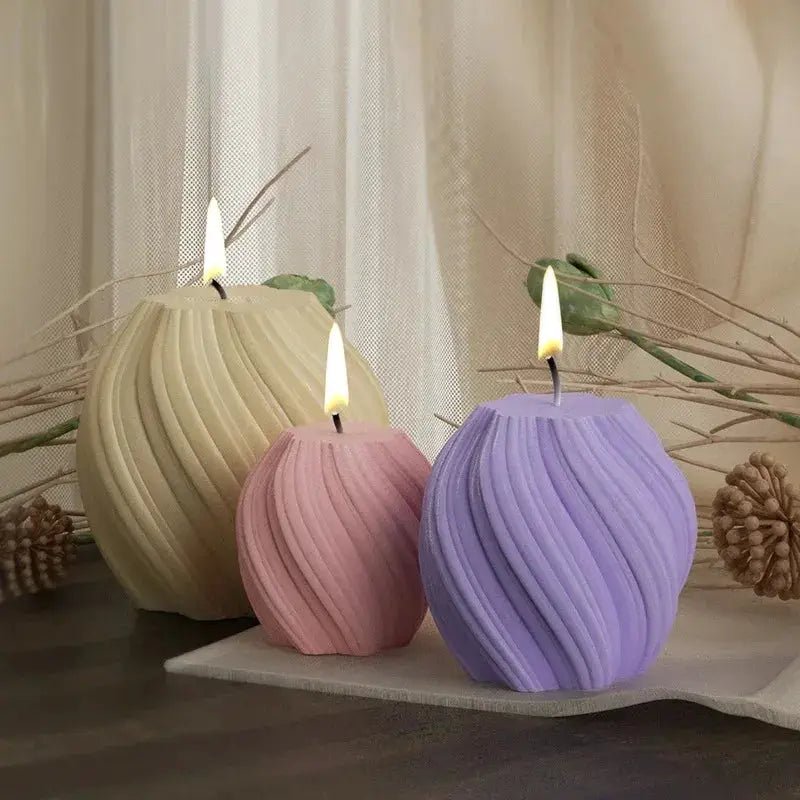 3D Rotating Pillar Candle Mold Geometric Wave Silicone Mold For DIY Candles Soap Resin Gypsum Crafts - Simples Market