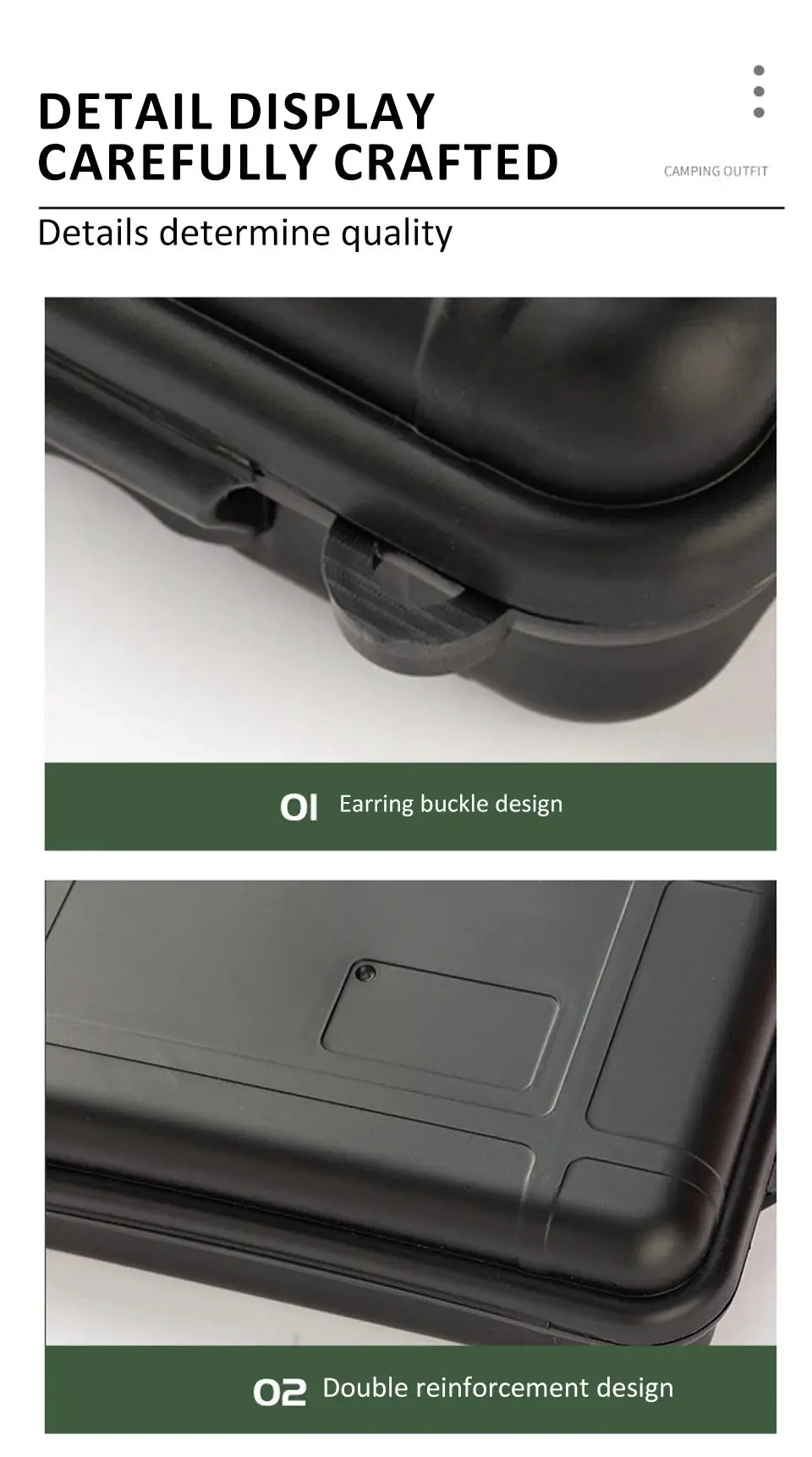 Simples Market black outdoor plastic waterproof sealed survival box case with earring buckle design and double-reinforcement design