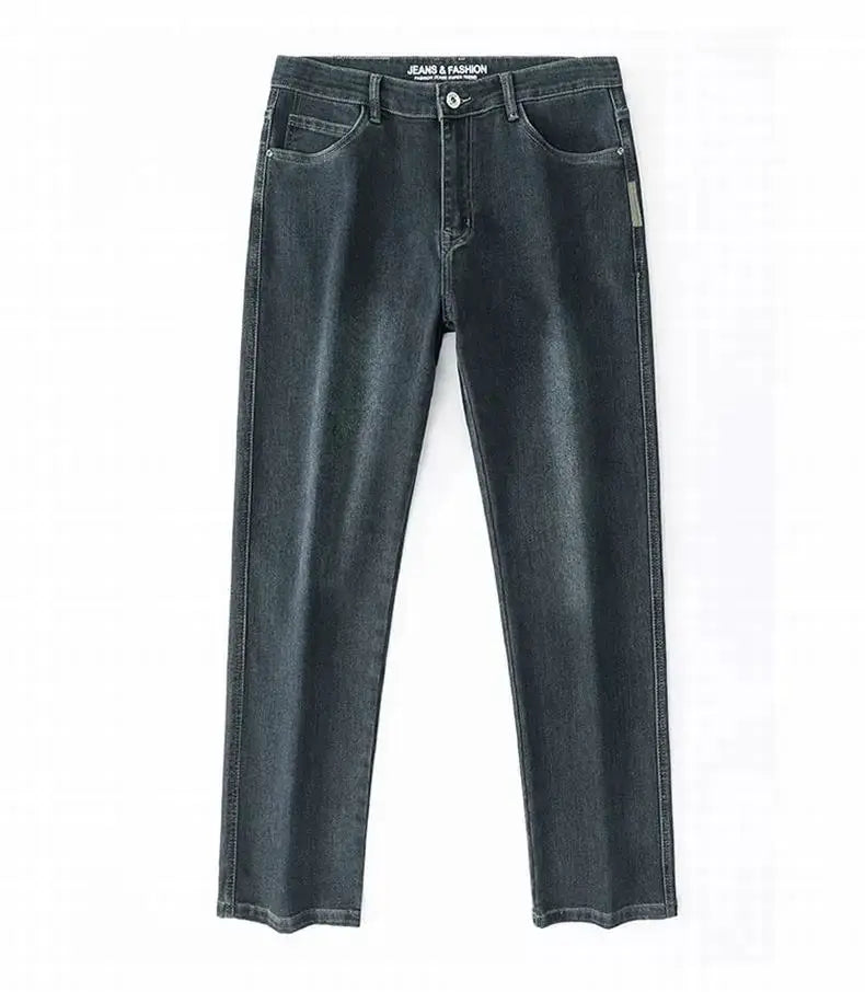Men's baggy denim jeans by Simples Market, dark wash, straight-leg stretch trousers