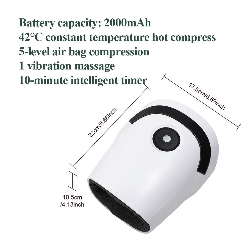 Smart Airbag Hand Massager white wireless device by Simples Market; hot compress with vibration