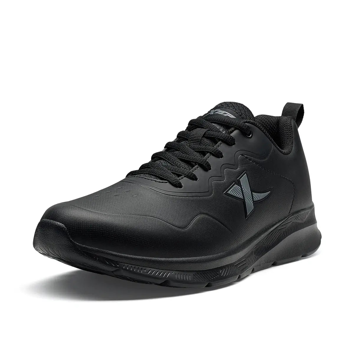Xtep men's black winter leather waterproof running shoe with cushioned sole