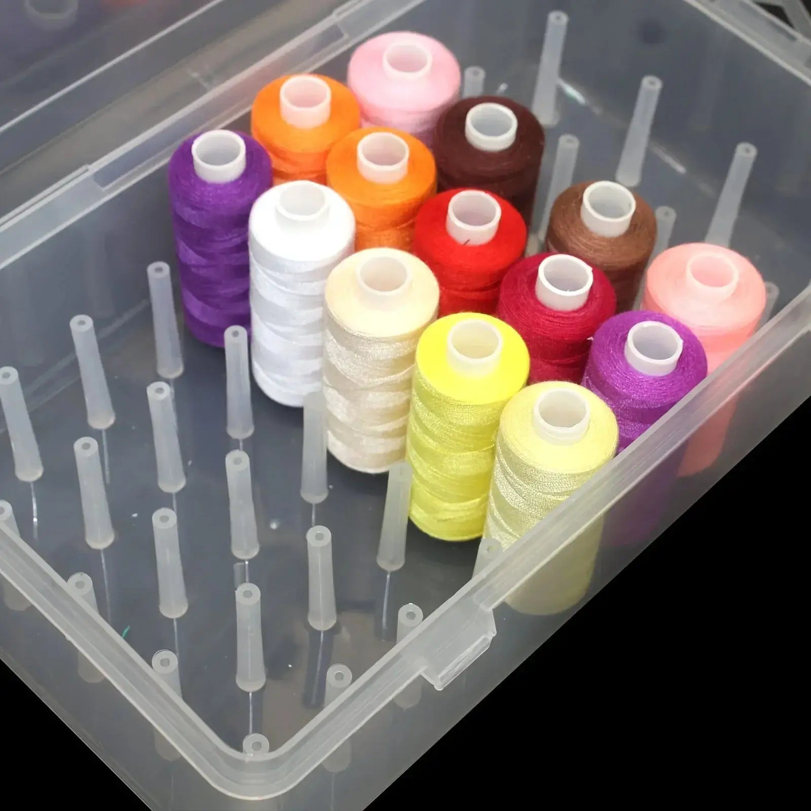 42 Roll Sewing Thread Storage Box Transparent PP Plastic Embroidery Organizer Portable Large Capacity