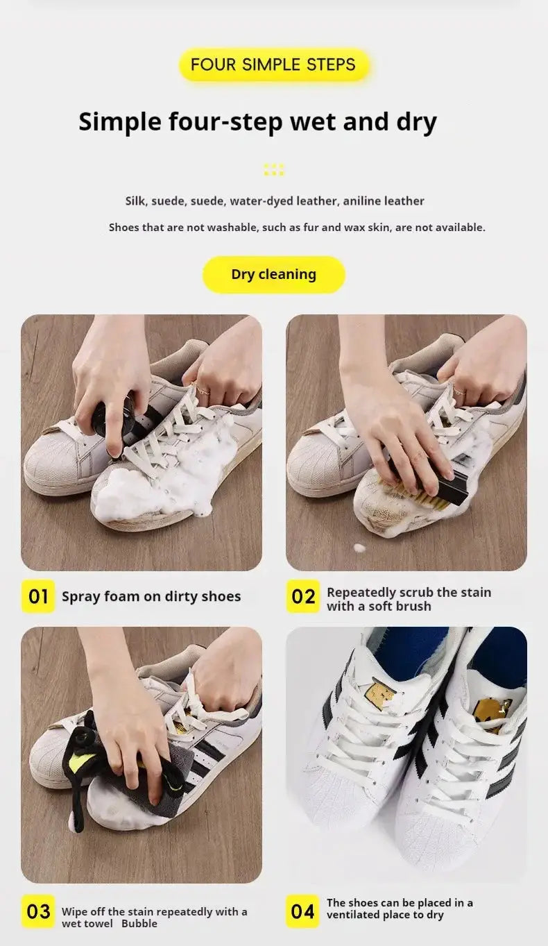 Simples Market shoes cleaner foam 150ML; water-free sneaker cleaner with brush and cloth for white sneakers