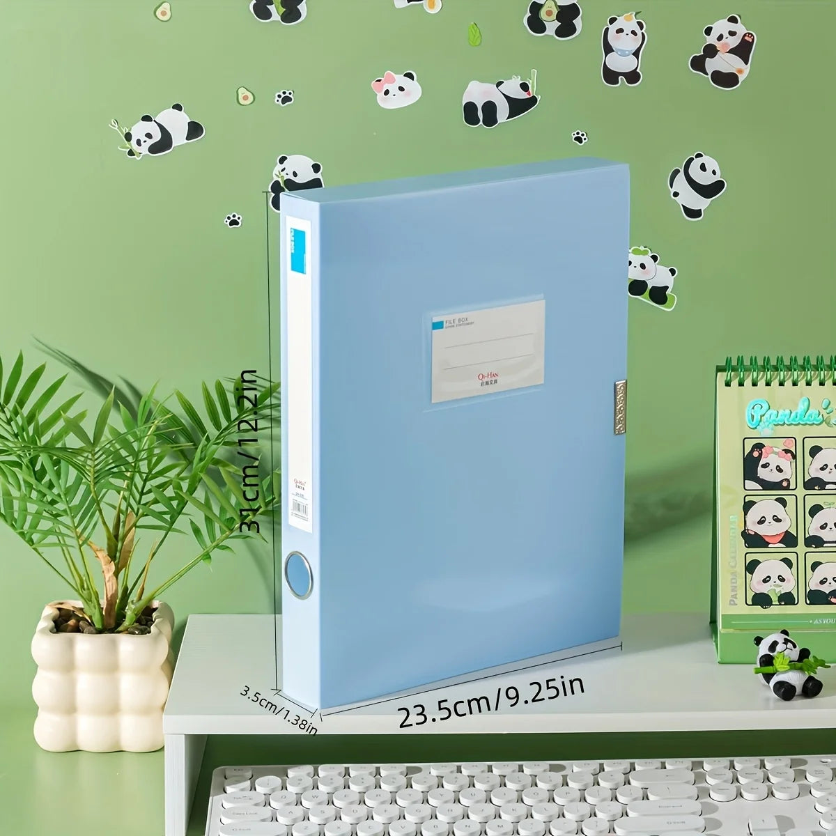 Morandi blue file box, A4 document folder, plastic and paper, for resumes and personnel files