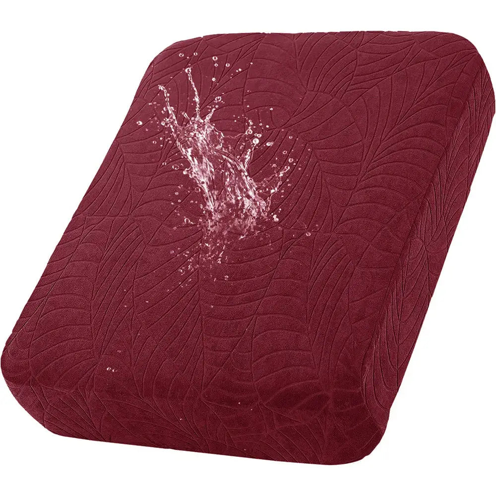 Sofa cushion cover burgundy waterproof stretch jacquard fabric