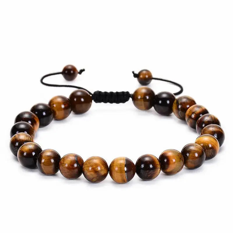 8mm Natural Tiger Eye And Lava Rock Beaded Bracelet For Men Handmade Protection Gift