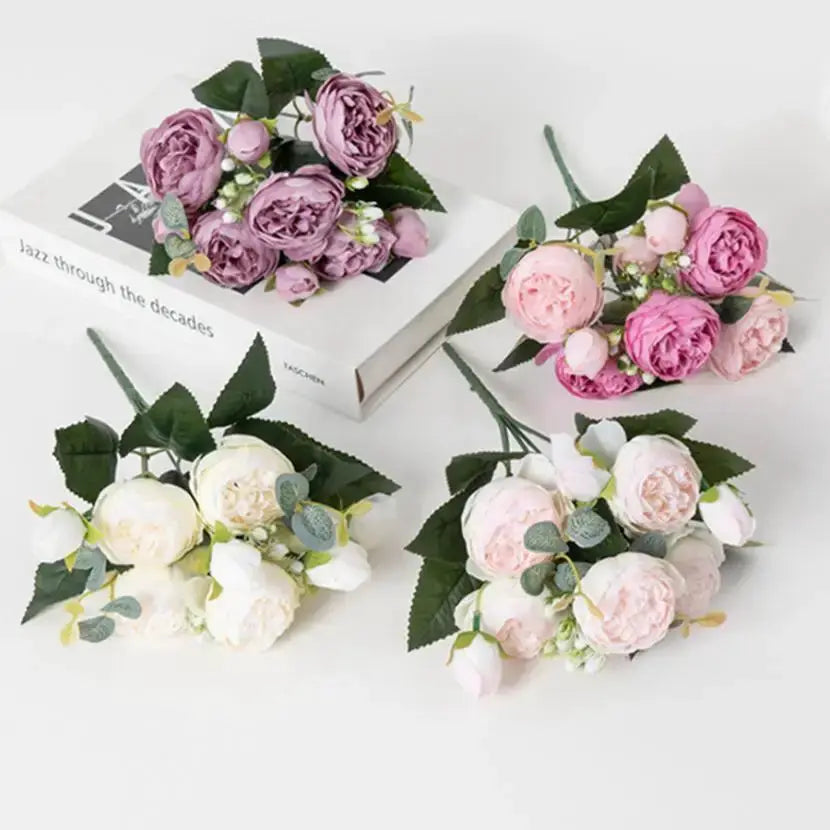 30cm Artificial Silk Peony Bouquet For Home Decor Wedding Centerpieces Vase Decoration Props