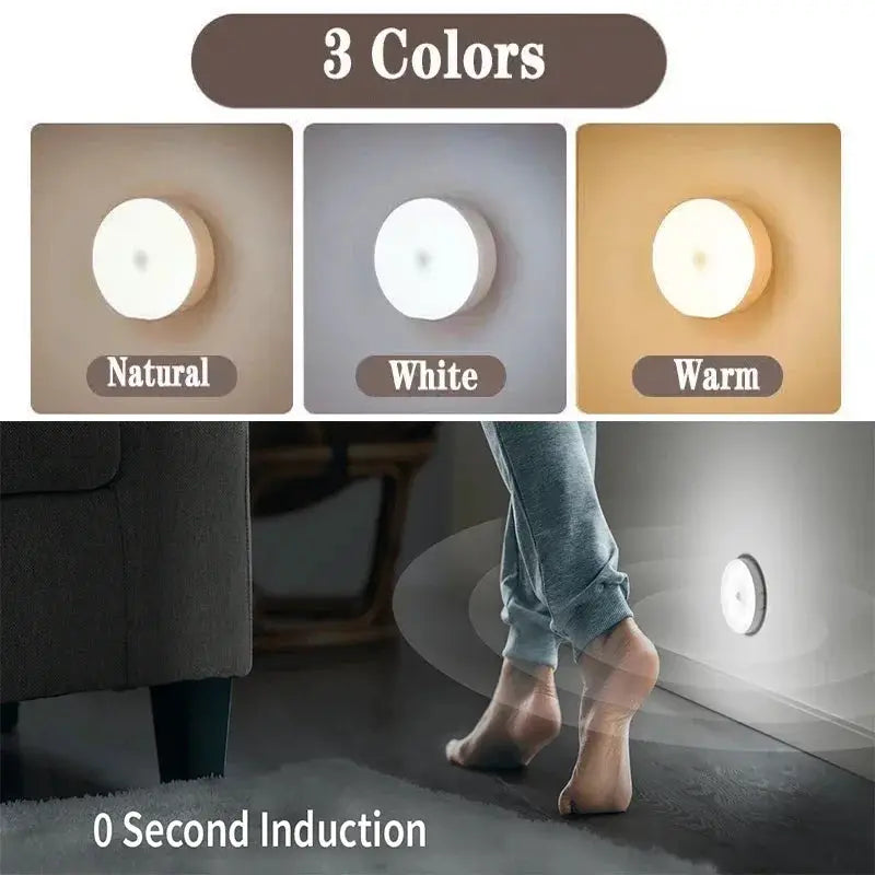 2 To 6 Pack Motion Sensor LED Night Light USB Rechargeable Three Color Lamp For Cabinet Wardrobe Staircase Closet