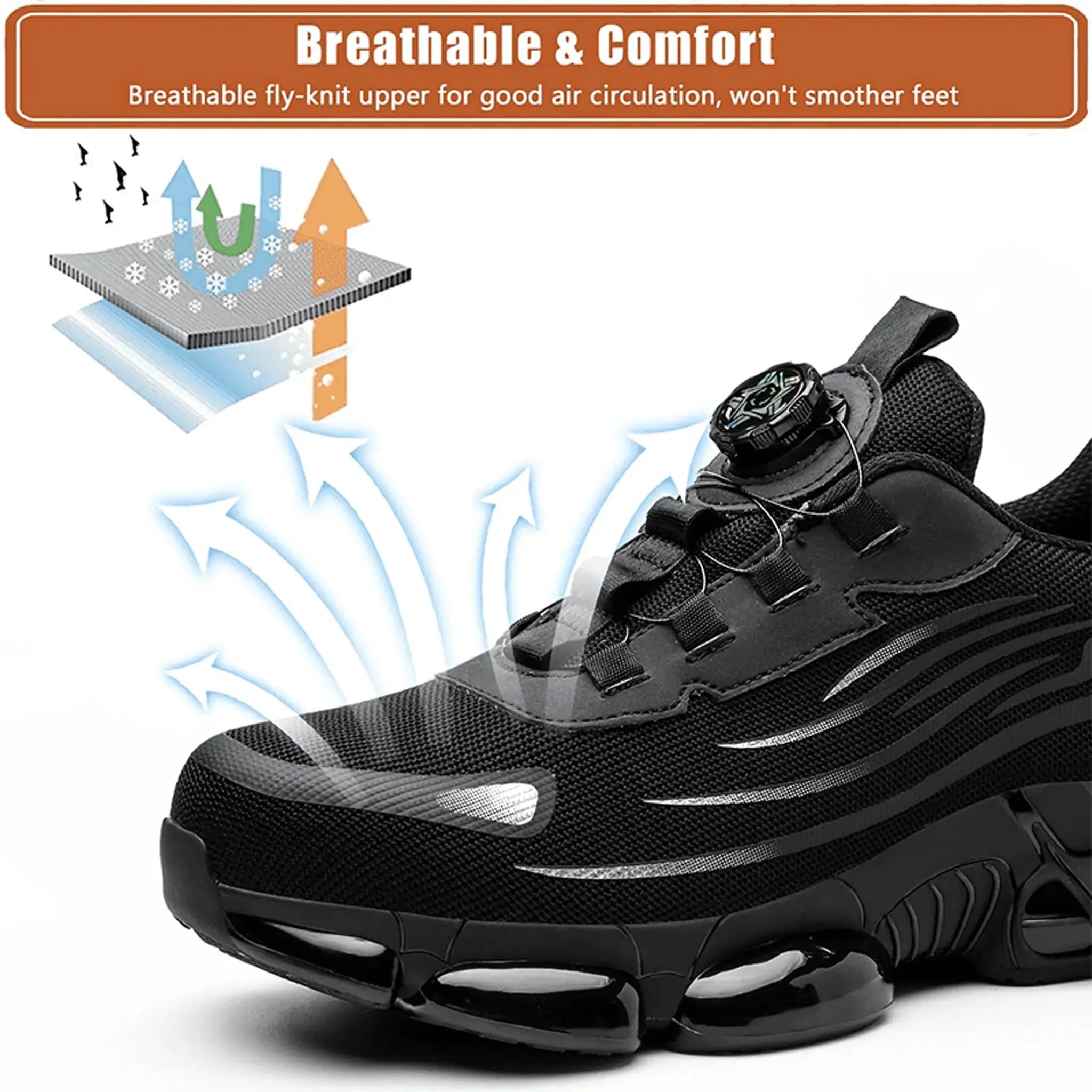 Indestructible Steel Toe Safety Shoes For Men With Slip Resistant And Abrasion Resistant Outsole Work Sneakers