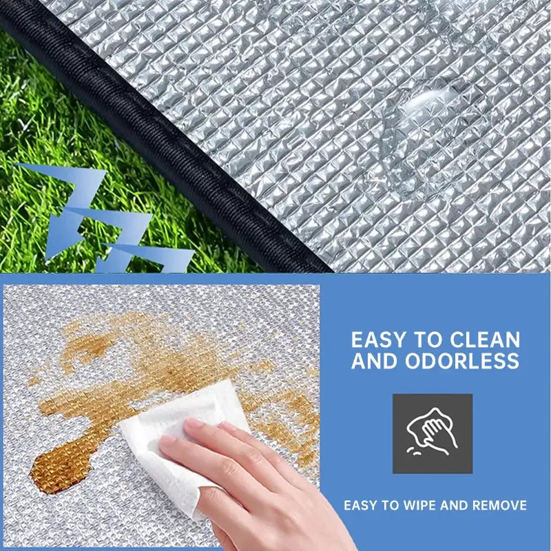 Camping foam foil mat with aluminum insulation; portable moisture-proof sleeping pad for outdoor use