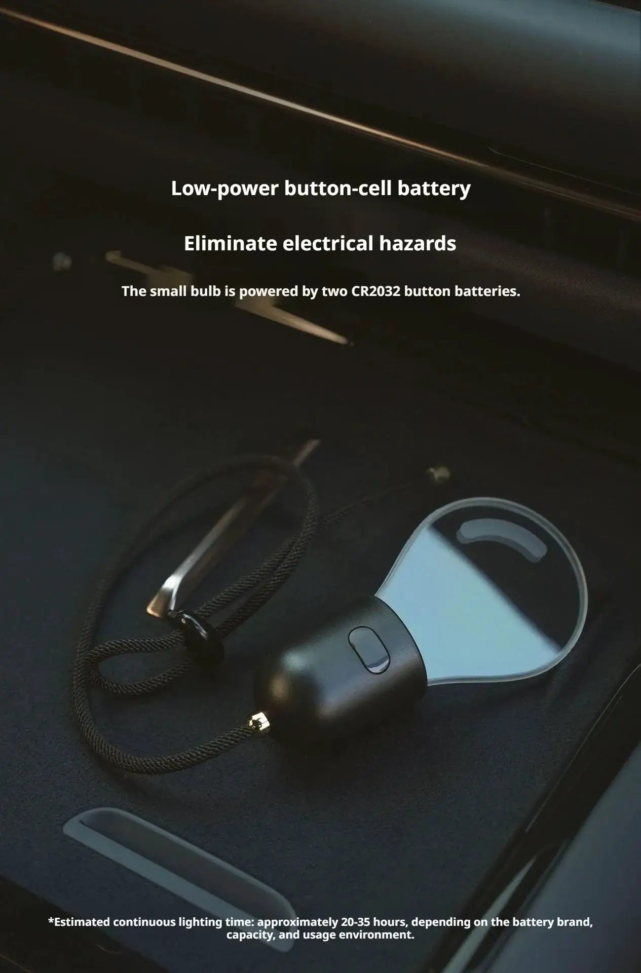 SEAMETAL car rearview mirror ornament with LED bulb atmosphere lamp; black base with blue curved panel.