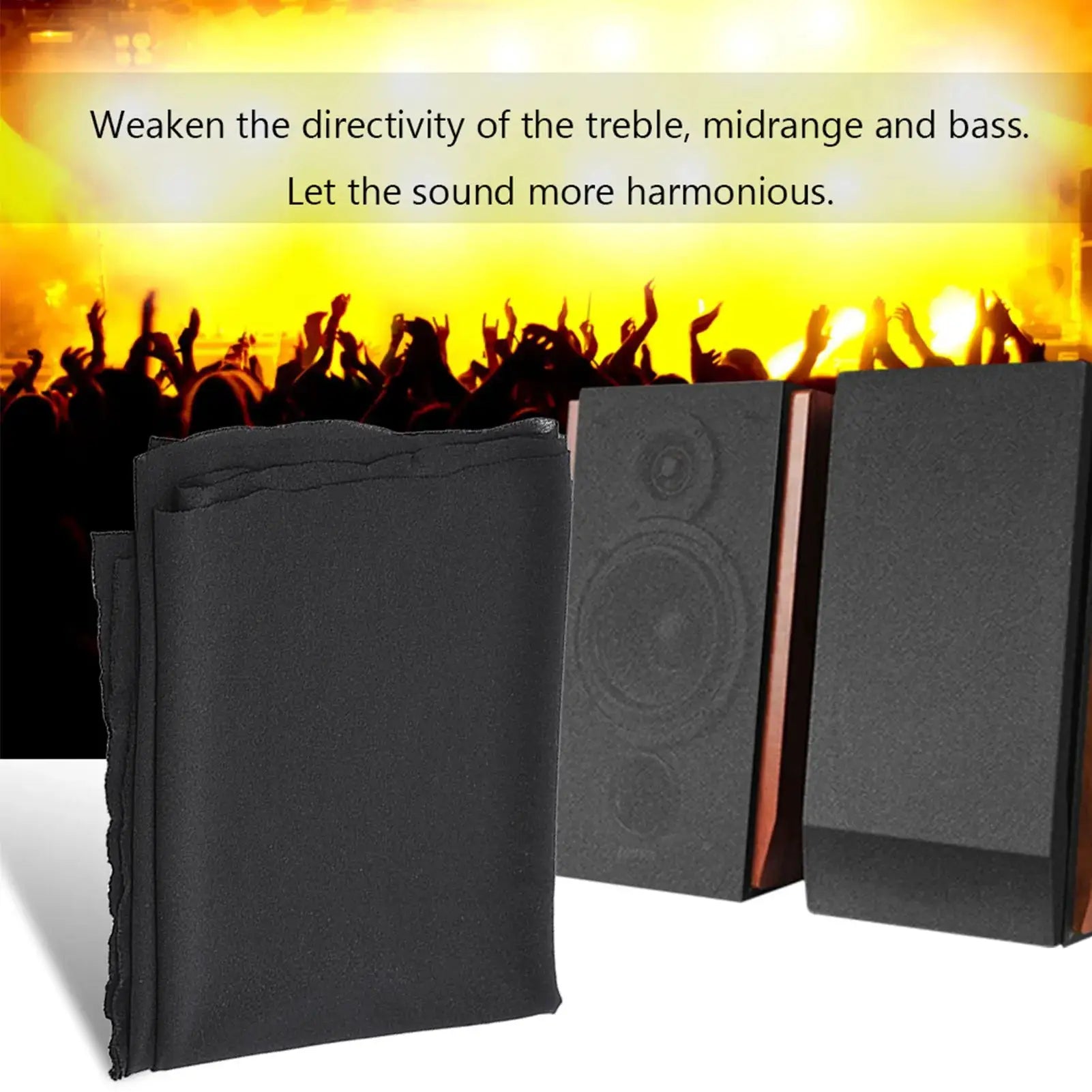 Dustproof speaker grill cloth sheets, black fabric for speakers, 1.7m x 0.5m, 3-pack