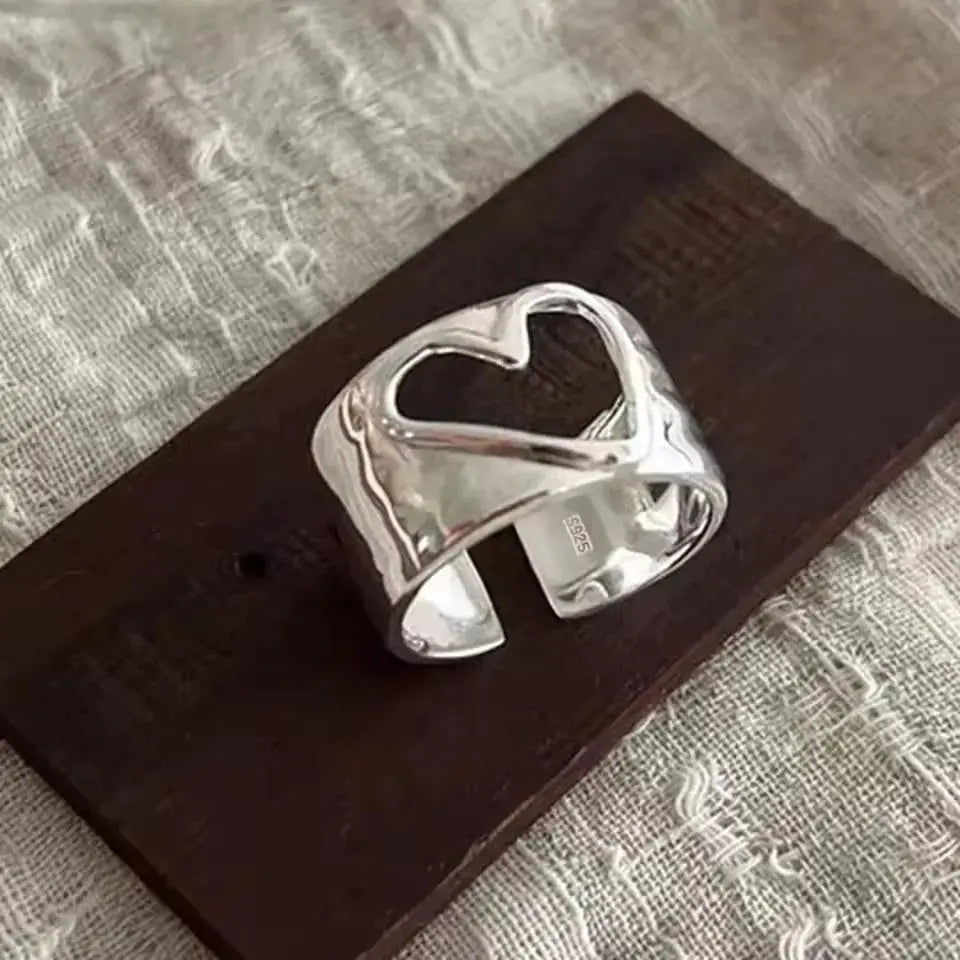 925 Sterling Silver Love Heart Ring With Hanadama Pearl For Women Gift Jewelry Birthday