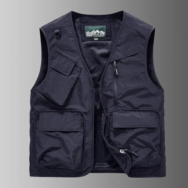 Men's vest Simples Market, navy lightweight sleeveless jacket with multiple pockets.