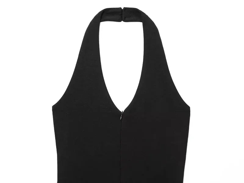 Jumpsuit by Simples Market, black halter-neck backless design with front zipper