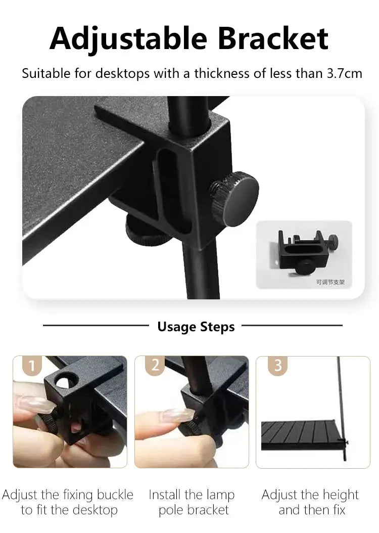 TARKA detachable lantern stand by Simples Market; black, adjustable ultralight tabletop light holder for camping