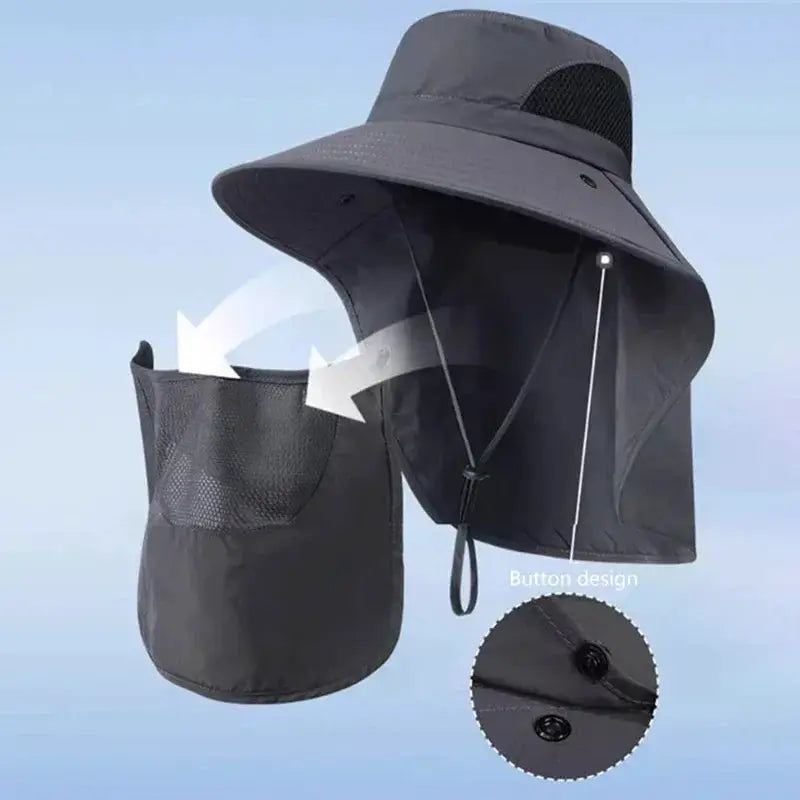 Summer Sun Hat UV Protection Outdoor Hiking Camping Fishing Men Women Visor Bucket Neck Flap Cap