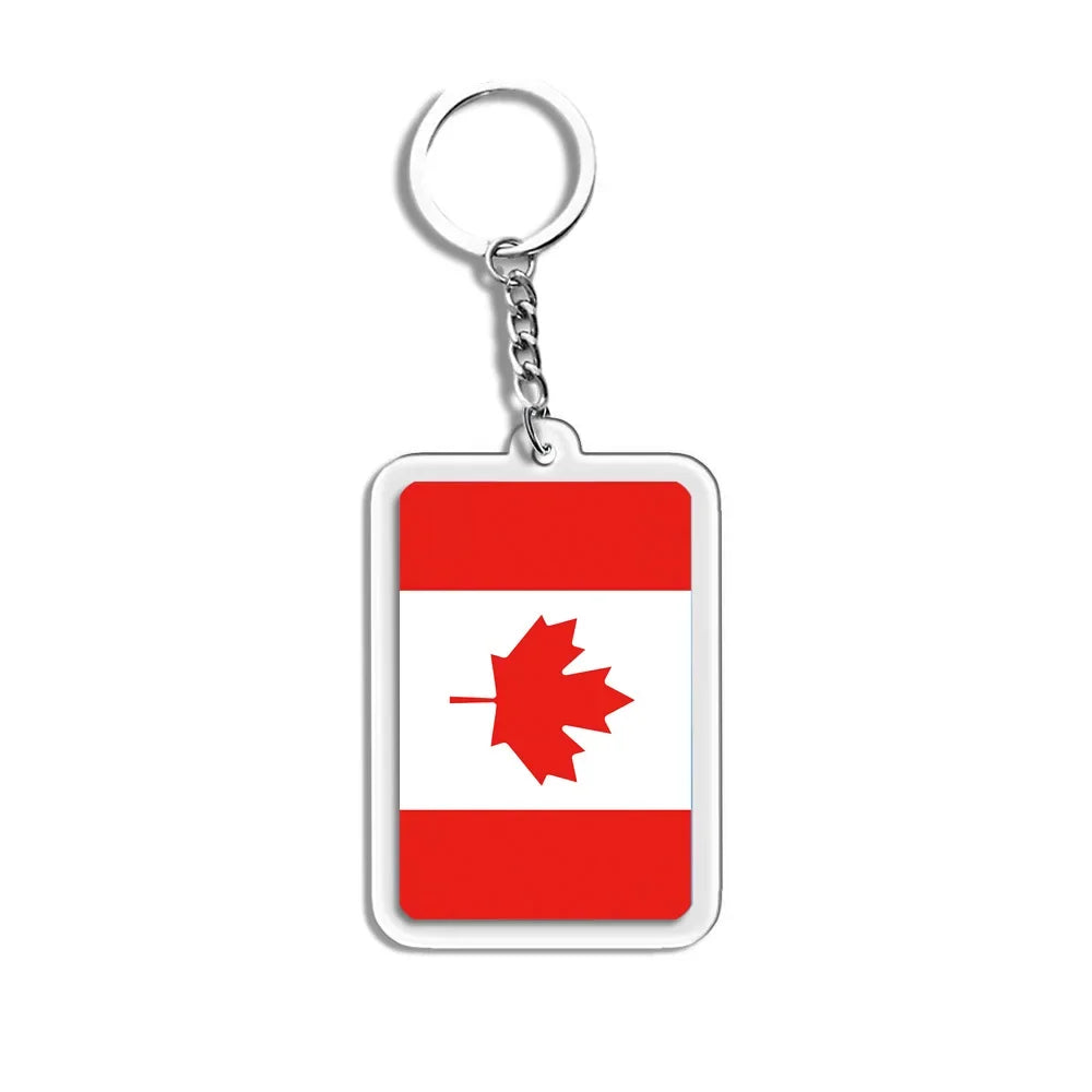 National Flags Keychain Set With Glass Inlay Ten Flags Zinc Alloy