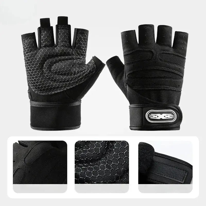 Unisex Half Finger Sports Gloves With Wrist Guard For Cycling Gym Weightlifting Hiking Boxing