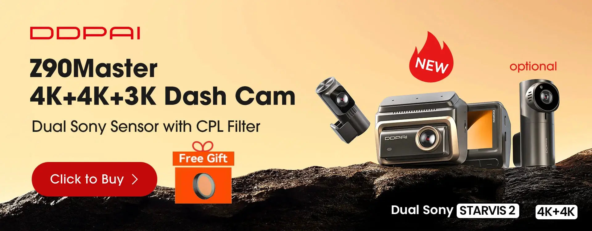 DDPAI Z60 Pro 4K dash cam with dual Sony sensors and front GPS
