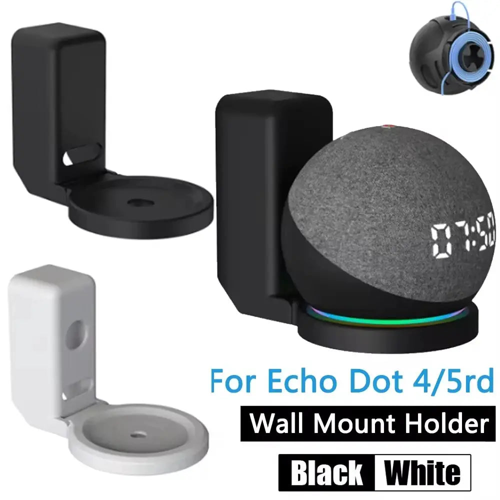 Simples Market wall mount for Echo Dot 4/5/3rd gen; black & white brackets with cord management (2 pcs)