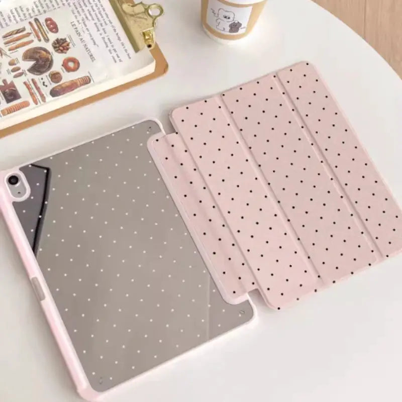Polka Dot Pro Case Black Polka Dots Trifold Case For iPad Pro Air Mini And Standard Models With Stand Protection