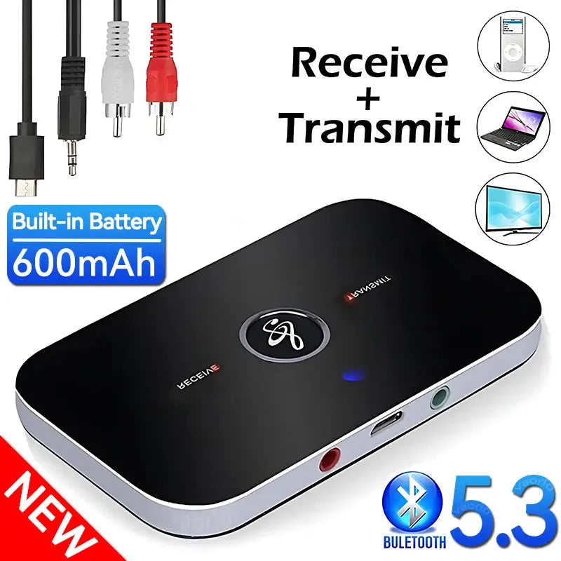 B6 Bluetooth Five Point Three 2 In 1 Transmitter And Receiver Dual Mode Wireless Adapter 3 5mm RCA USB Car TV Headphones