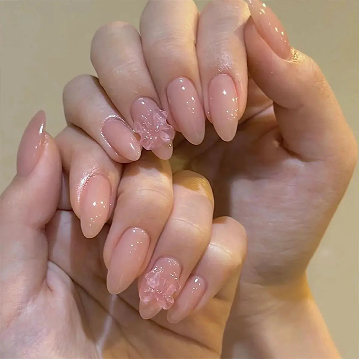 AuraNails 24Pcs Short Oval Blush Pink Press On Nails Full Coverage Acrylic Tips With Glue Included