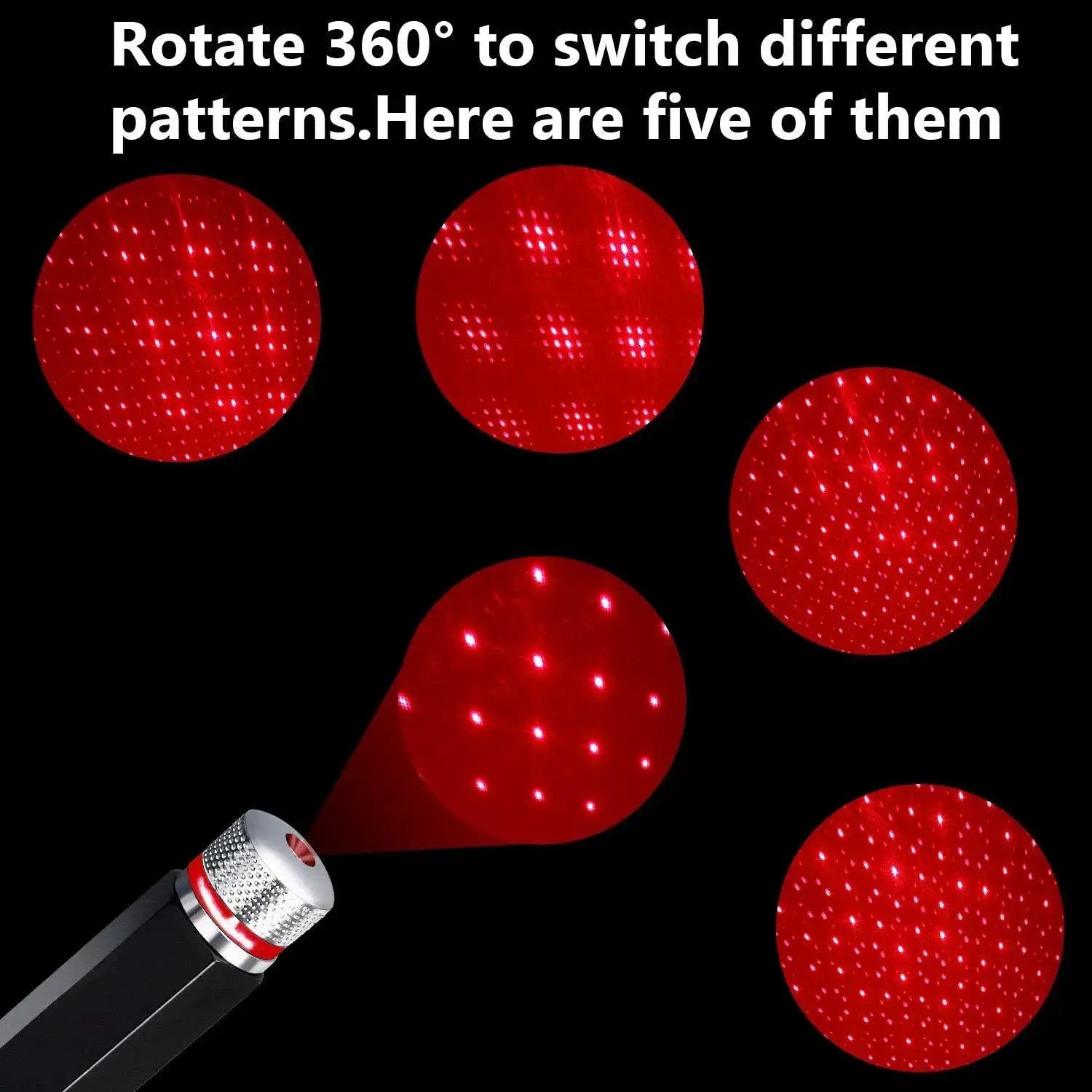 Simples Market Mini LED Car Roof Star Night Light Projector, red LED galaxy dot pattern, USB powered