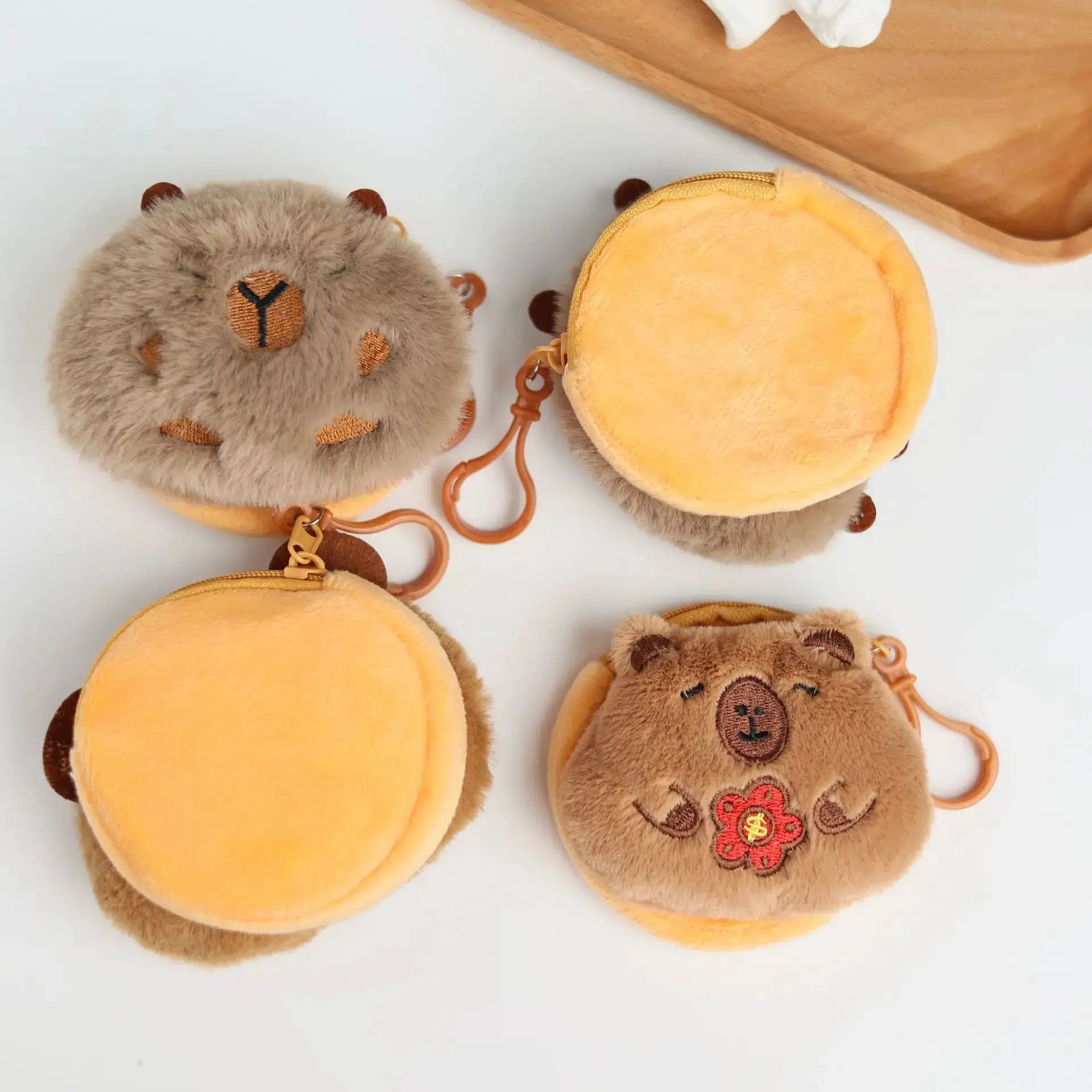 Capybara Change Bag Earphone Bag Plush Pendant Cute Cartoon Storage Case For Coins And Keys